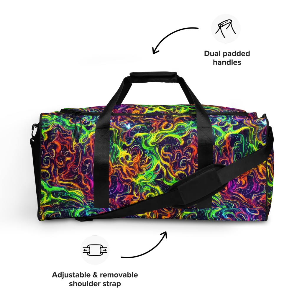 Liquid Fireworks on Duffle Bag — Front