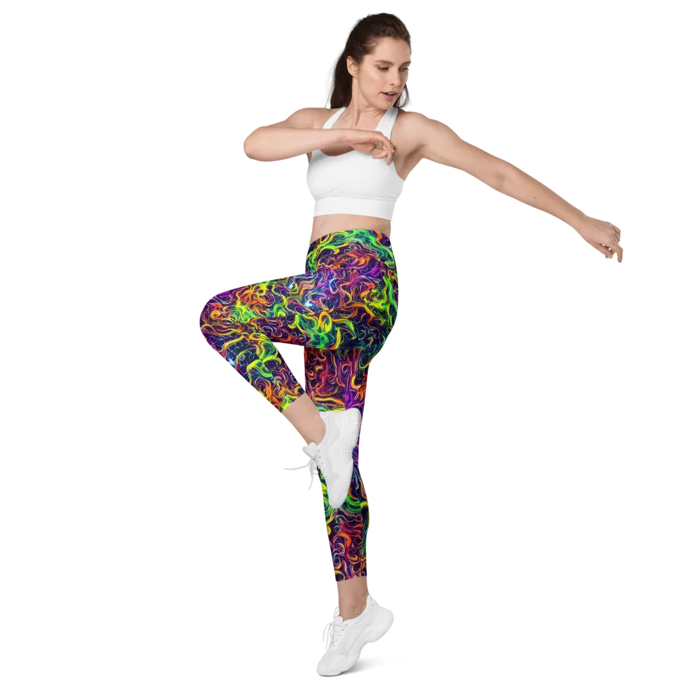 Liquid Fireworks on Leggings with Pockets — Left Front