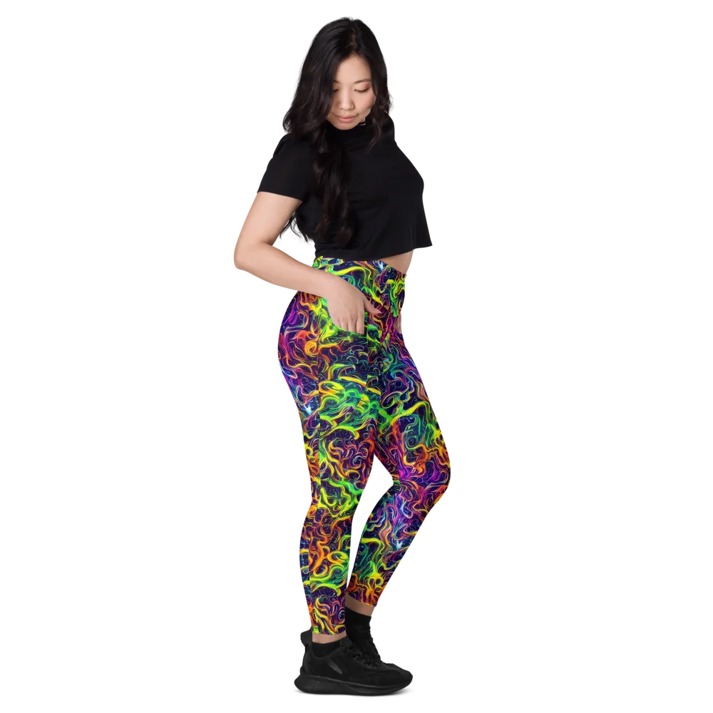 Liquid Fireworks on Leggings with Pockets — Right
