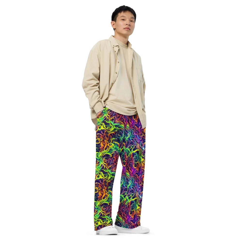 Liquid Fireworks on Wide-Leg Pants — Right Front