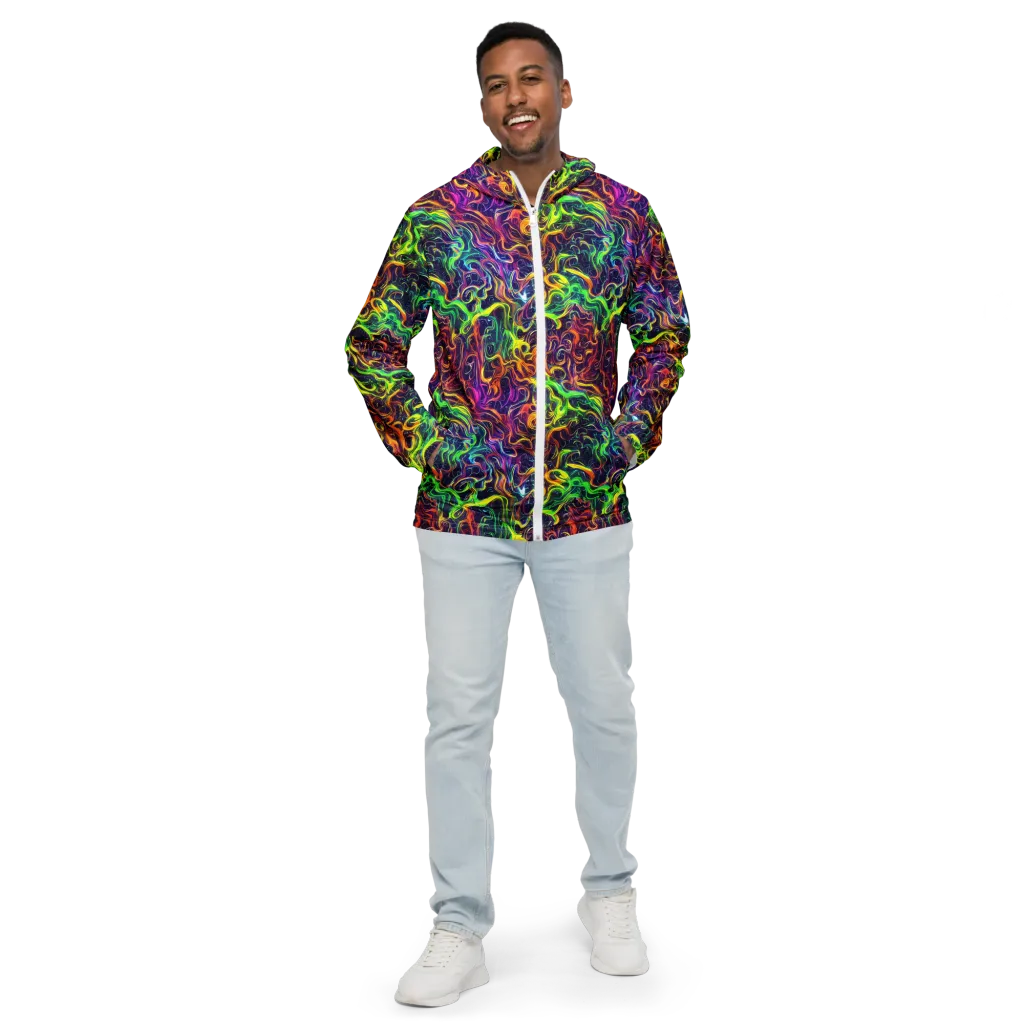 Liquid Fireworks on Men's Windbreaker — Front
