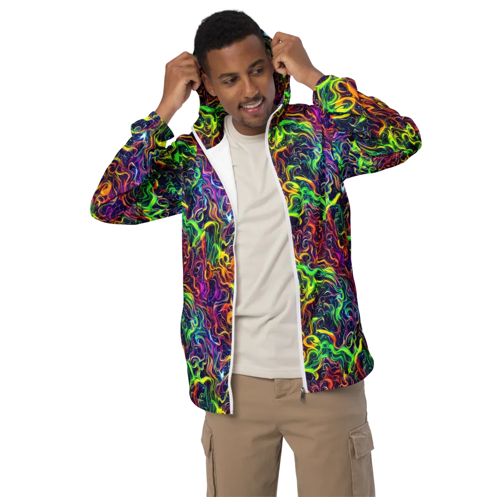 Liquid Fireworks on Men's Windbreaker — Front