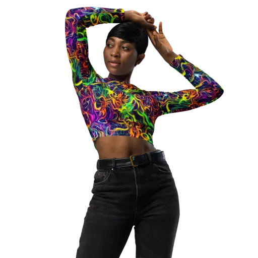 Liquid Fireworks on a Long Sleeve Crop Top