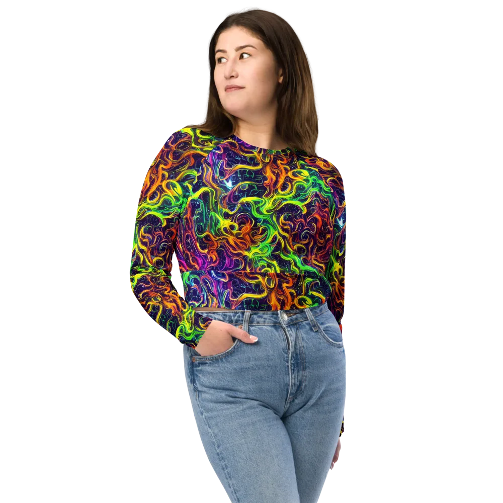 Liquid Fireworks on Long Sleeve Crop Top — Front