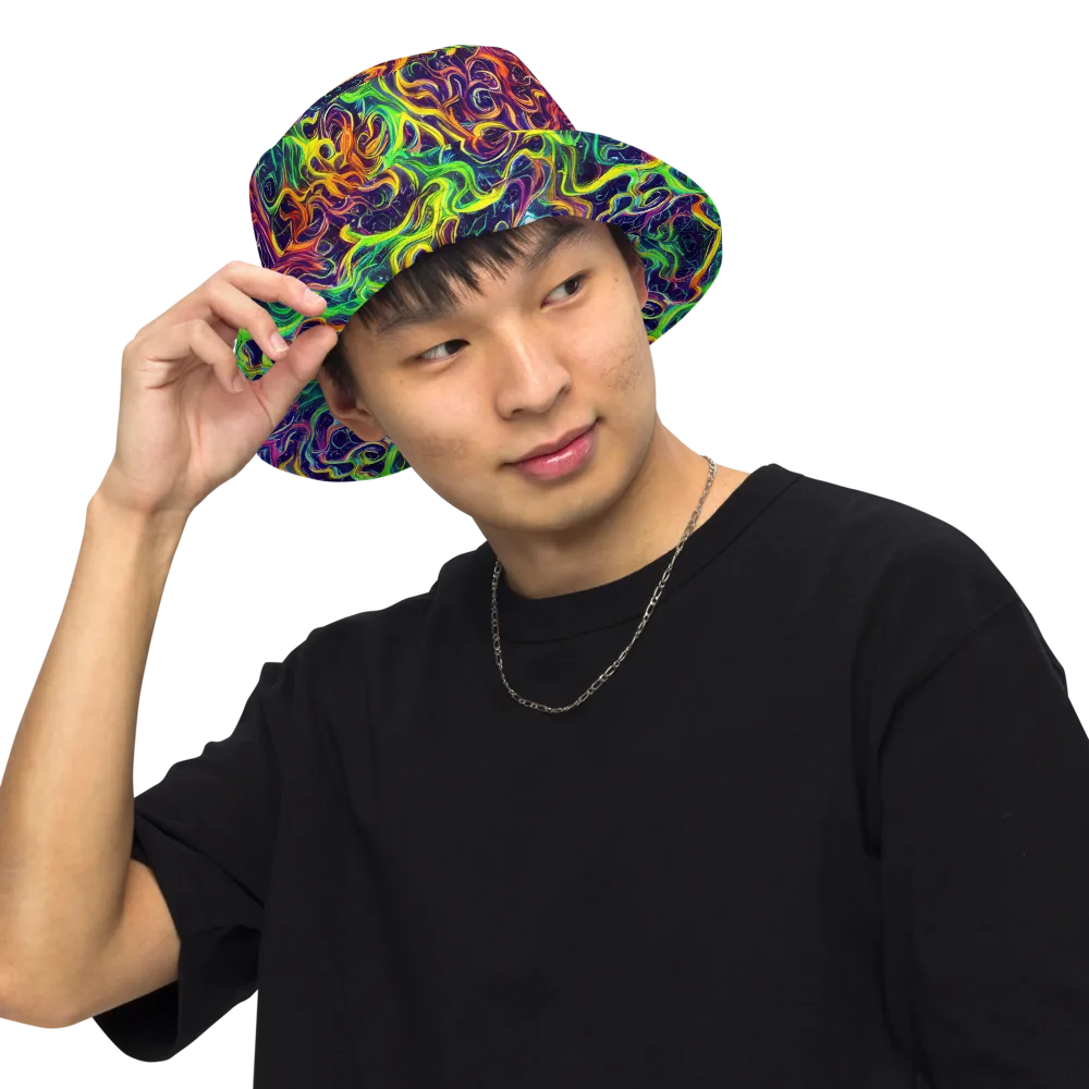 Liquid Fireworks on Reversible Bucket Hat — Front Inside