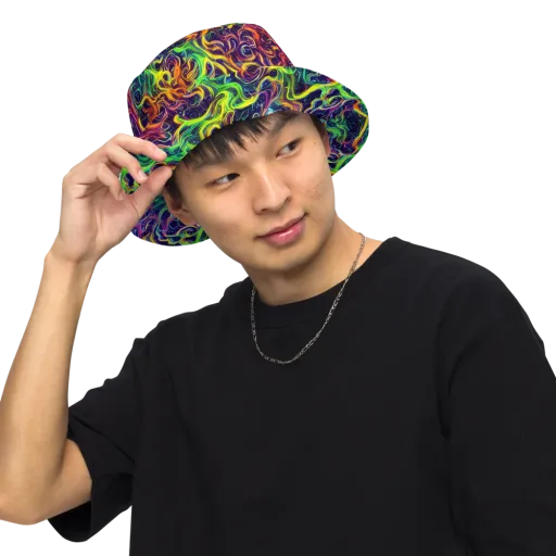 Liquid Fireworks on a Reversible Bucket Hat