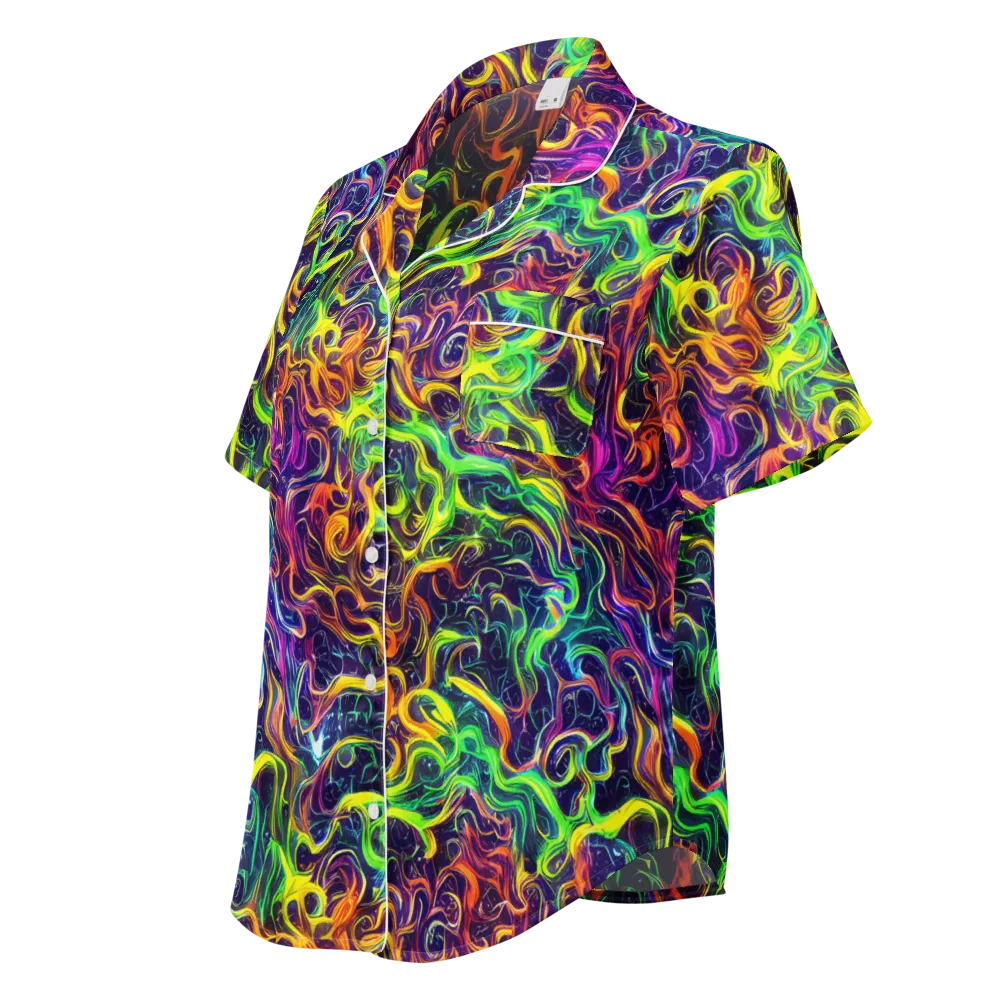 Liquid Fireworks on Women's Short Sleeve Pajama Top — Left Front