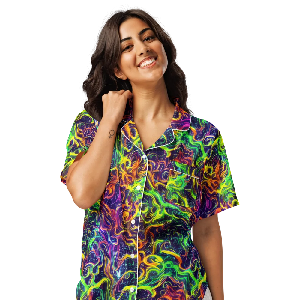 Liquid Fireworks on Women's Short Sleeve Pajama Top — Front