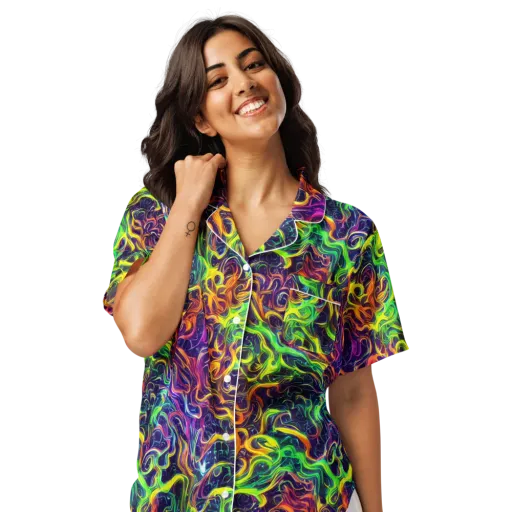 Liquid Fireworks on a Women's Short Sleeve Pajama Top