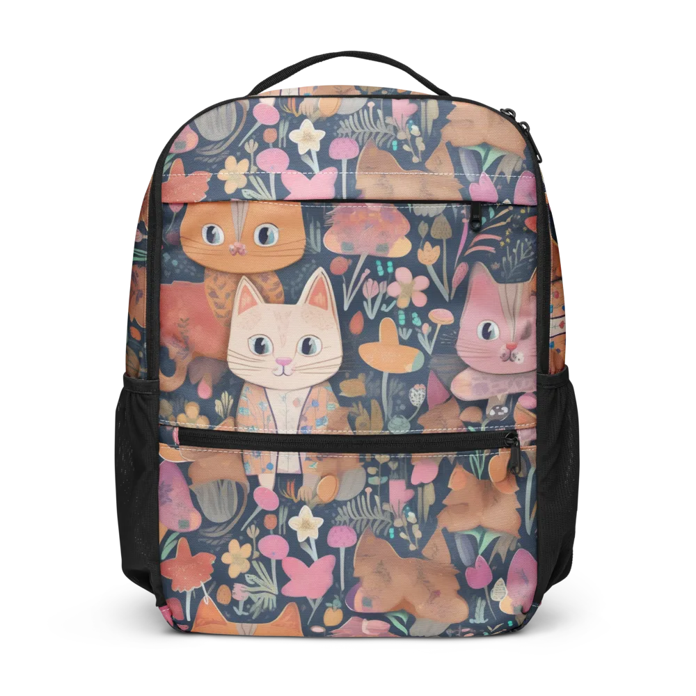 Mushroom Cat Garden on Utility Backpack — Front