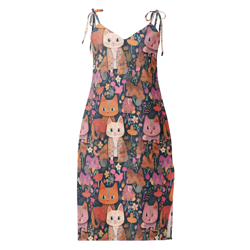 Mushroom Cat Garden on Slip Dress — Front