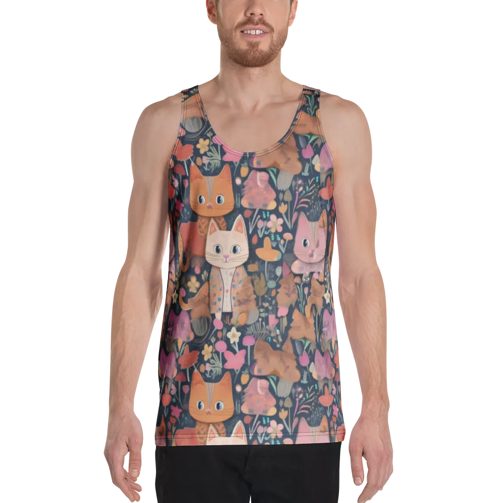 Mushroom Cat Garden on Men's Tank Top — Front