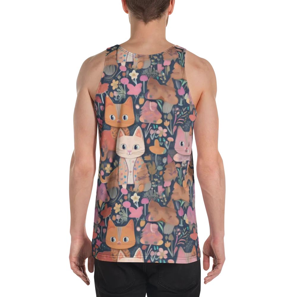 Mushroom Cat Garden on Men's Tank Top — Back