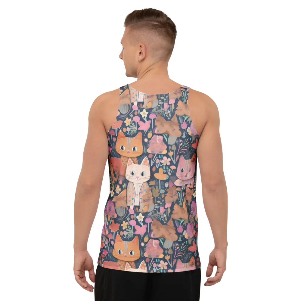 Mushroom Cat Garden on Men's Tank Top — Back