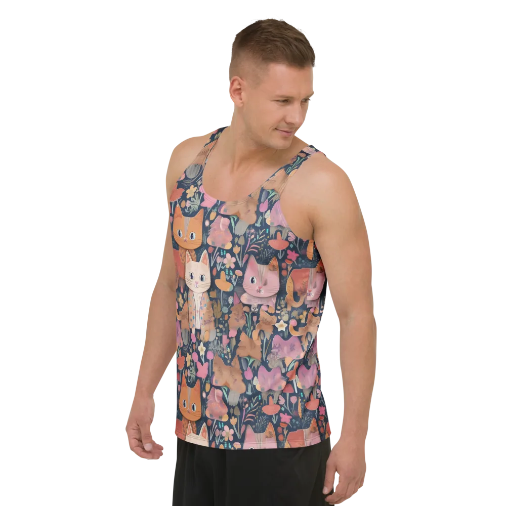 Mushroom Cat Garden on Men's Tank Top — Left Front