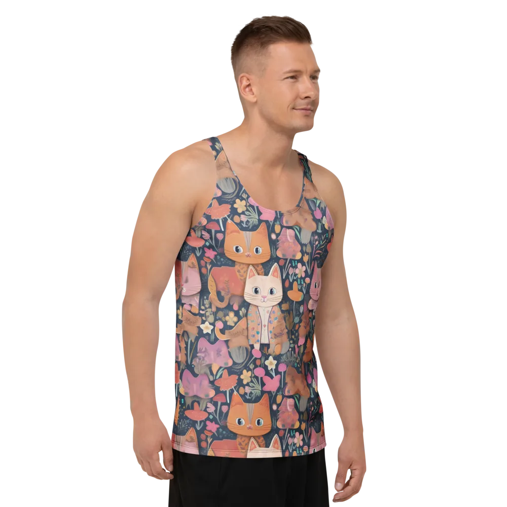 Mushroom Cat Garden on Men's Tank Top — Right Front
