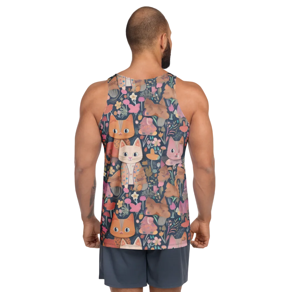 Mushroom Cat Garden on Men's Tank Top — Back