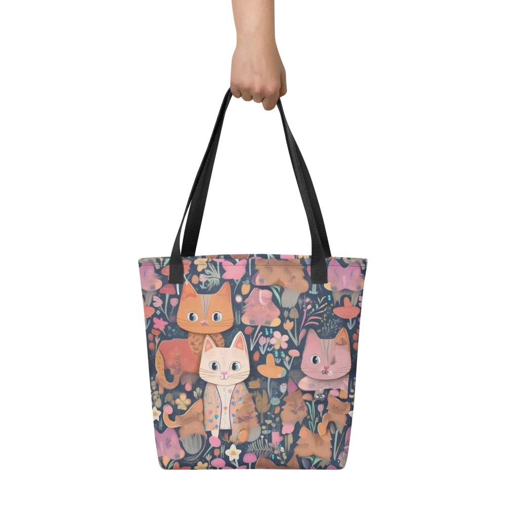 Mushroom Cat Garden on Tote Bag — Front