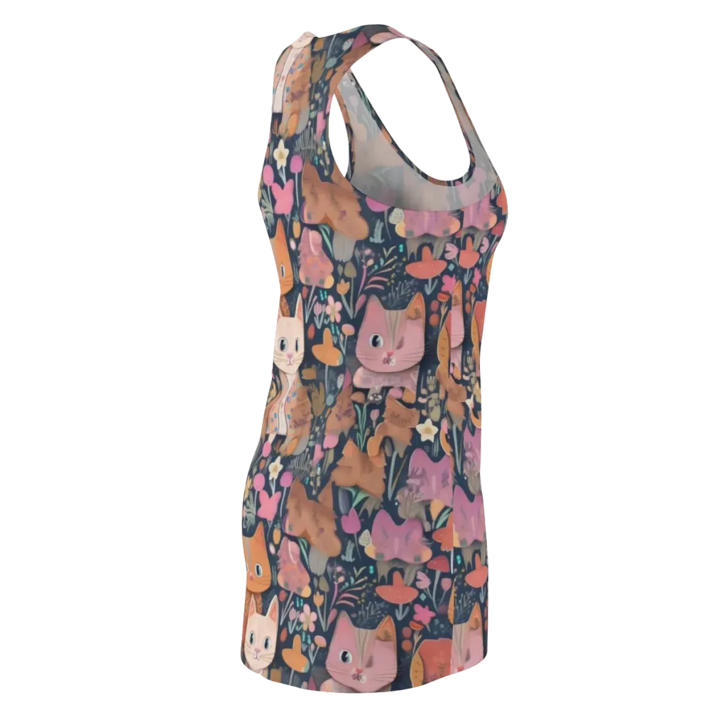 Mushroom Cat Garden on Racerback Dress — Back Side