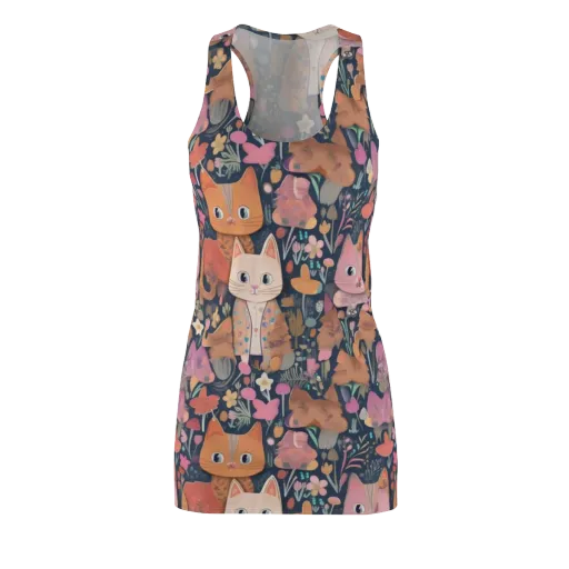 Mushroom Cat Garden on a Racerback Dress