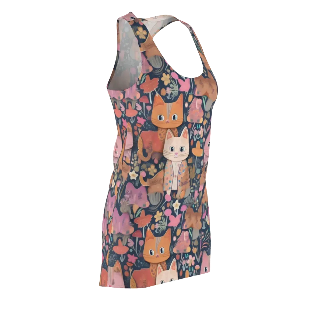 Mushroom Cat Garden on Racerback Dress — Front Side