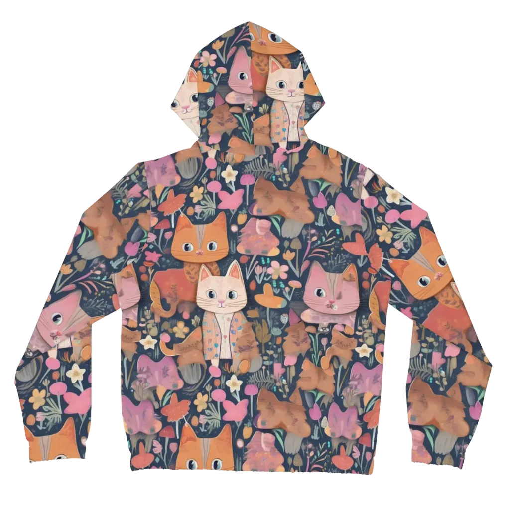 Mushroom Cat Garden on Women's Full-Zip Hoodie — Back
