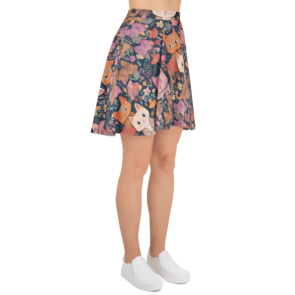 Mushroom Cat Garden on Skater Skirt — Right