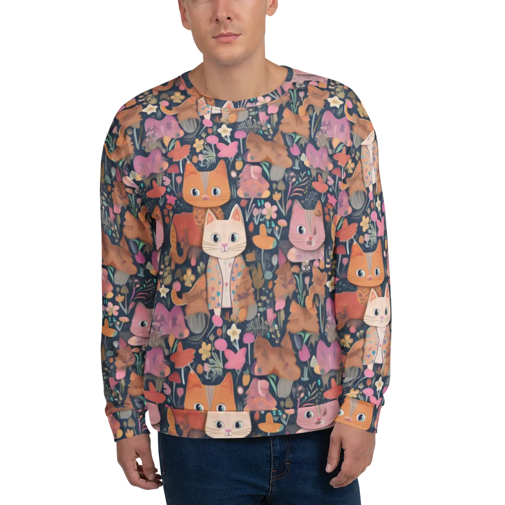 Mushroom Cat Garden on Sweatshirt — Front