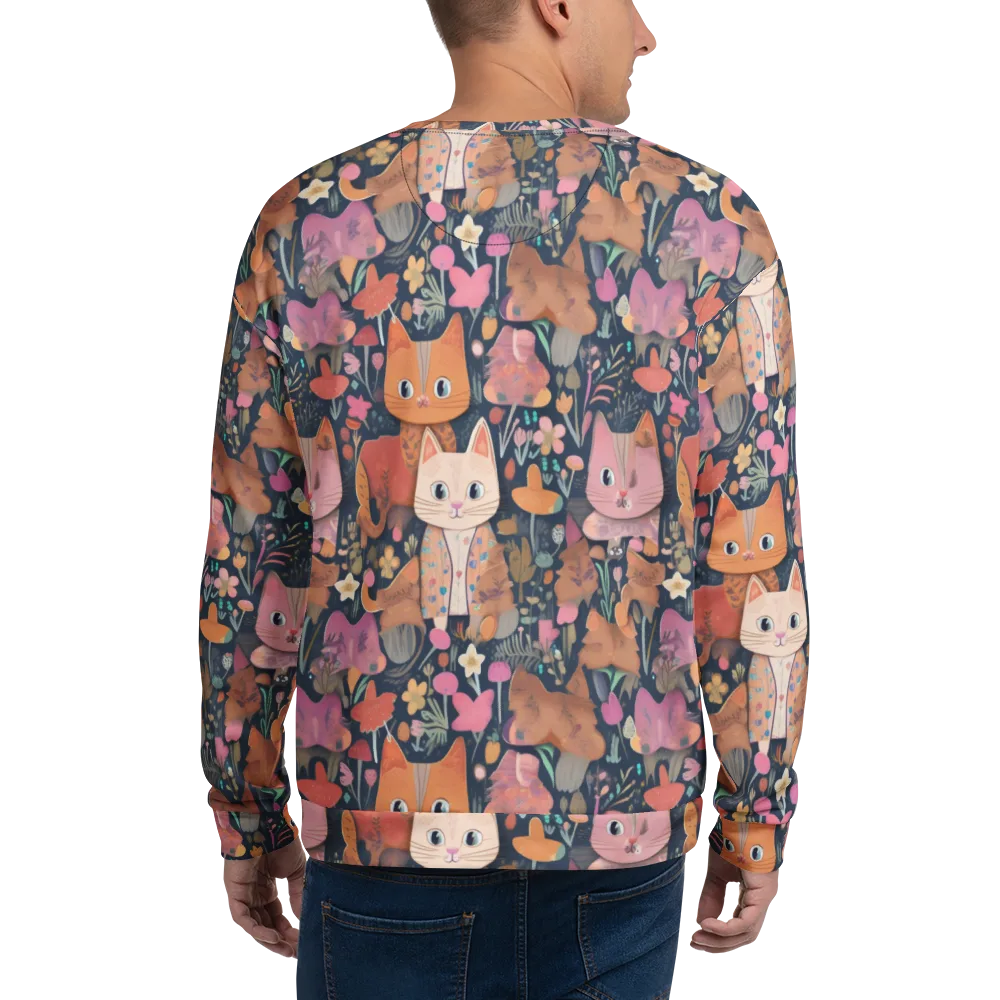Mushroom Cat Garden on Sweatshirt — Back