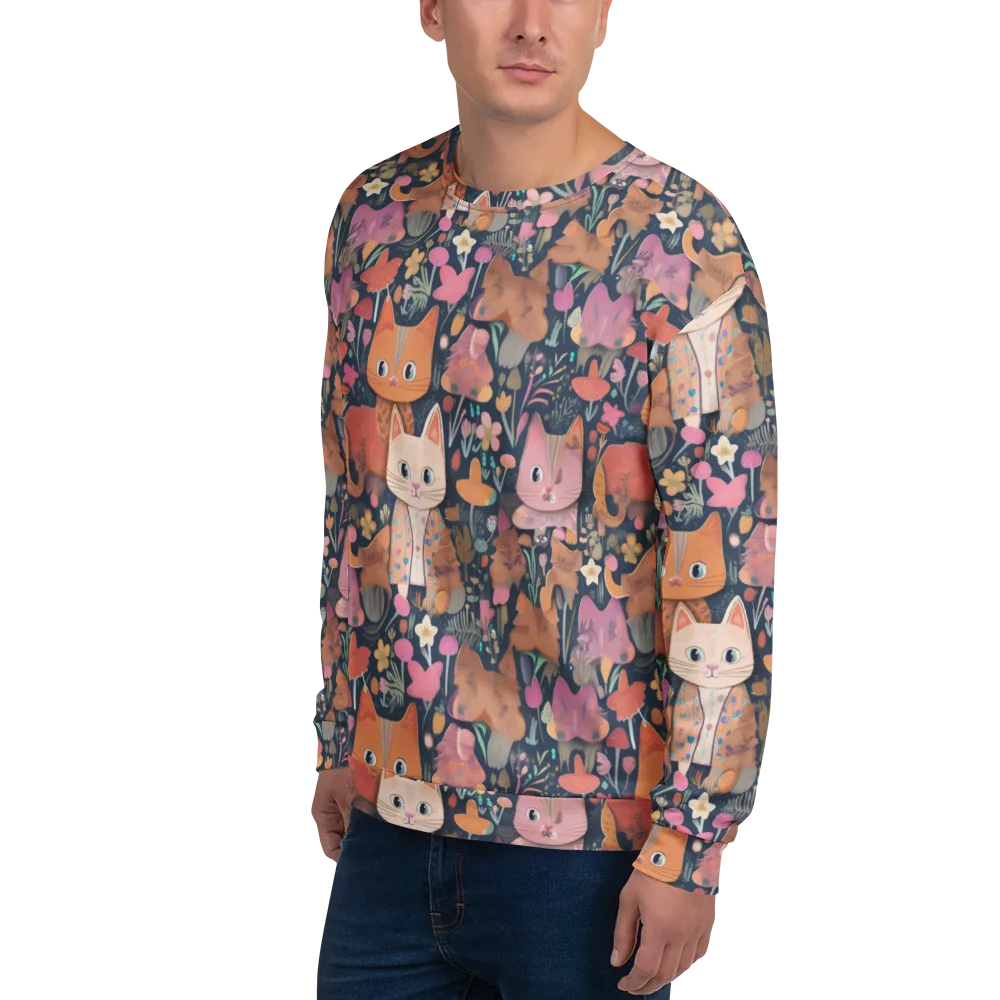 Mushroom Cat Garden on Sweatshirt — Left Front