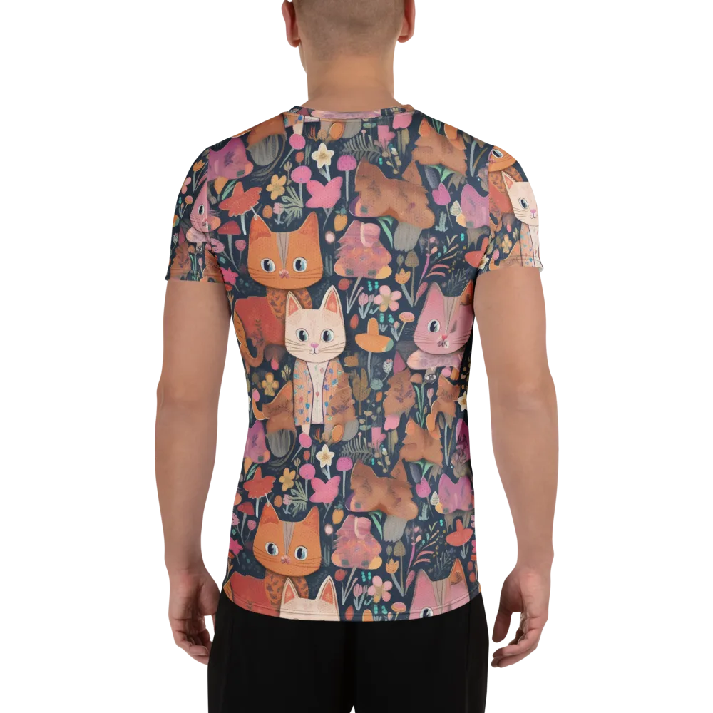 Mushroom Cat Garden on Men's Athletic T-Shirt — Back