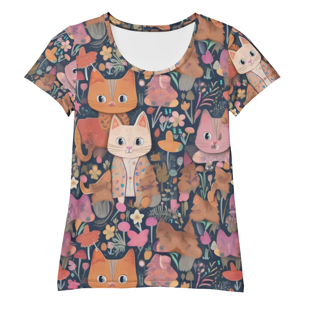 Mushroom Cat Garden on Women's Athletic T-Shirt — Front