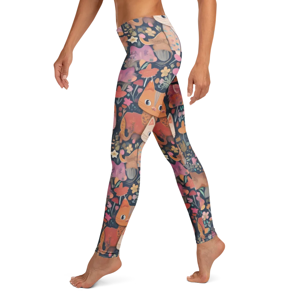 Mushroom Cat Garden on Leggings — Left