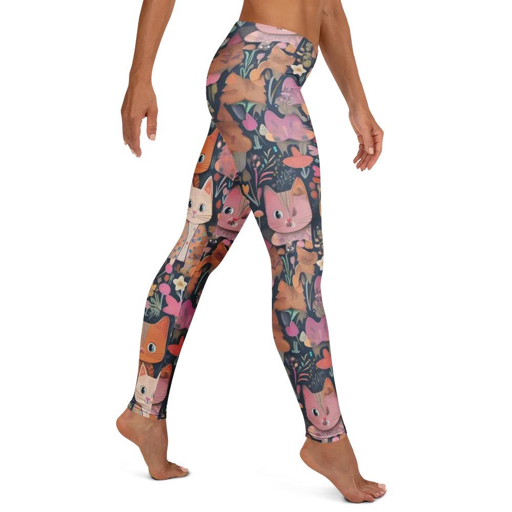 Mushroom Cat Garden on Leggings — Right