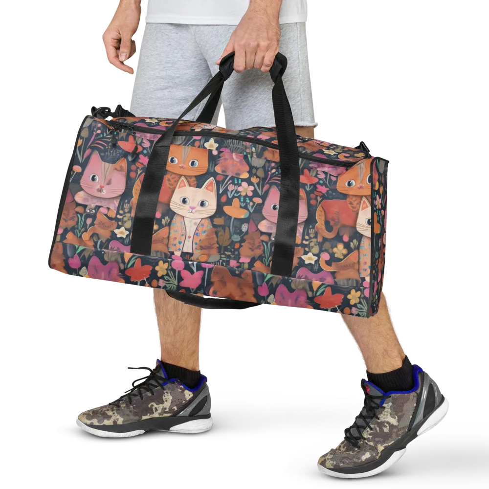 Mushroom Cat Garden on Duffle Bag — Front