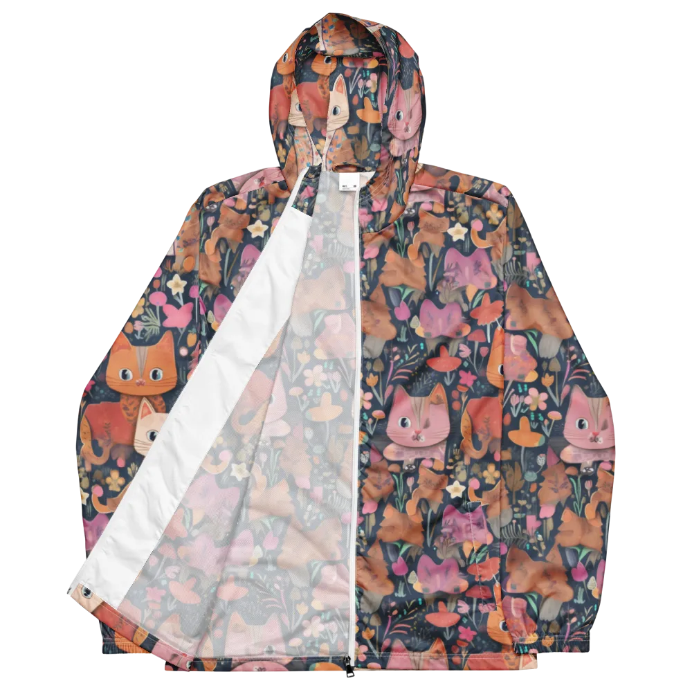 Mushroom Cat Garden on Men's Windbreaker — Front
