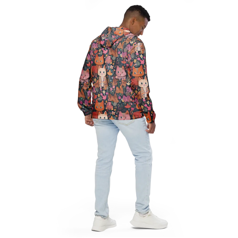 Mushroom Cat Garden on Men's Windbreaker — Back
