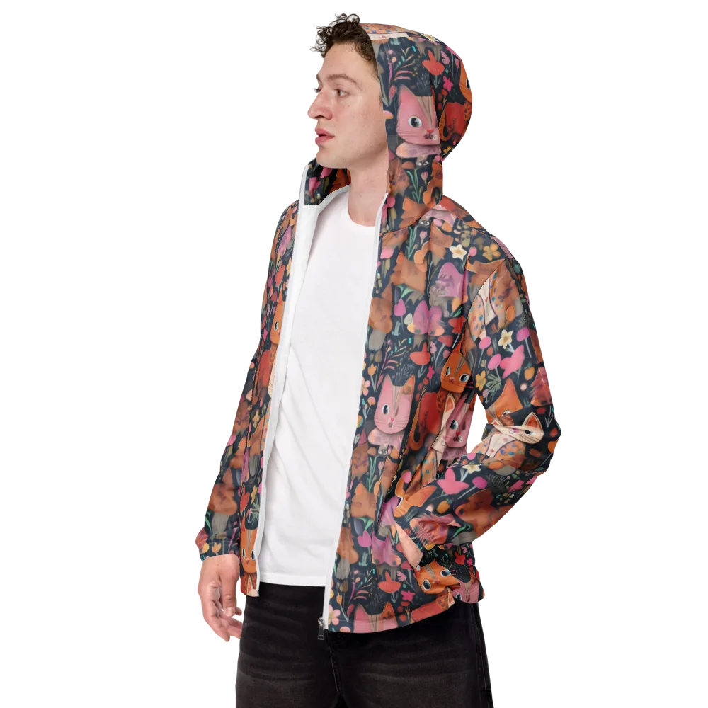 Mushroom Cat Garden on Men's Windbreaker — Left Front