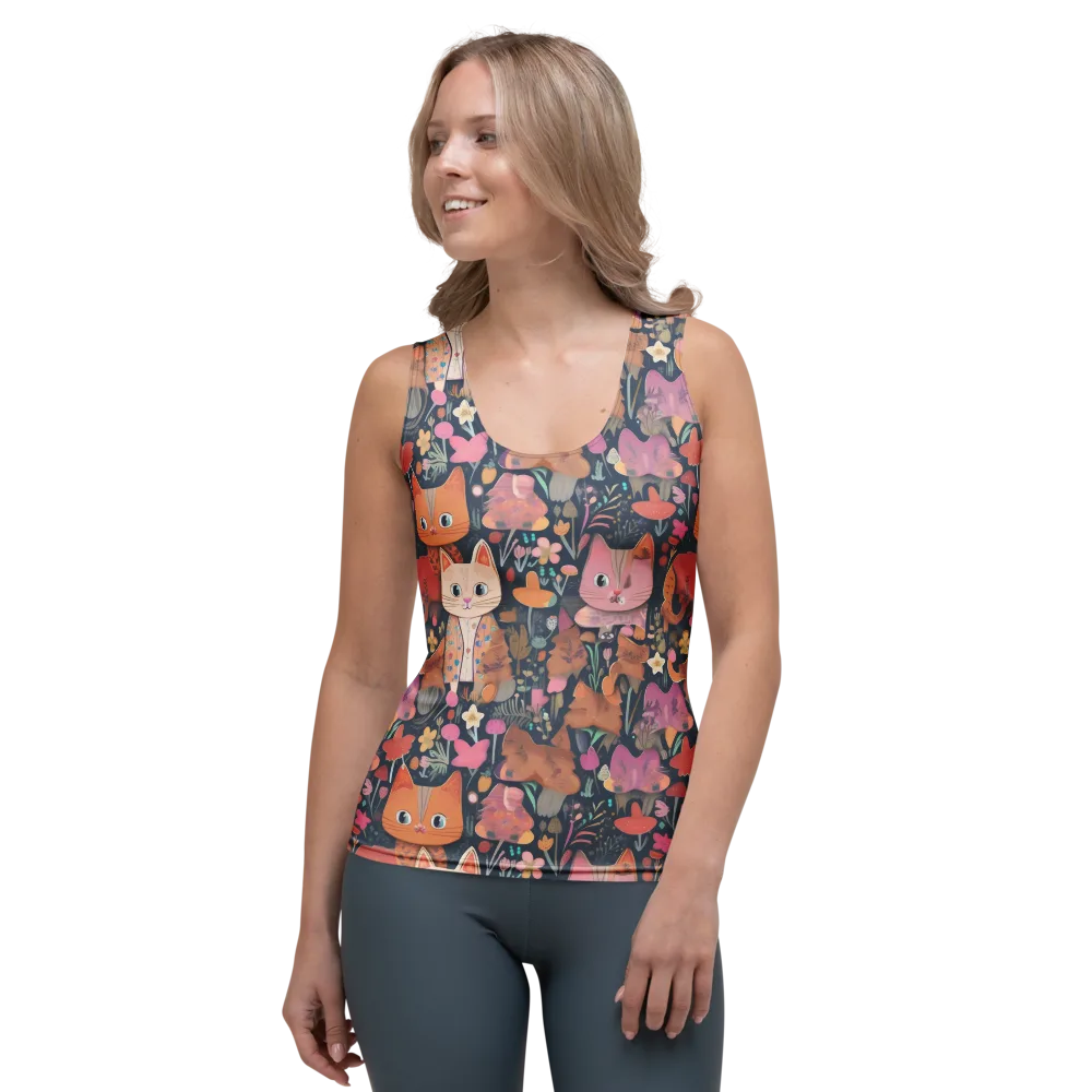 Mushroom Cat Garden on Women's Tank Top — Front