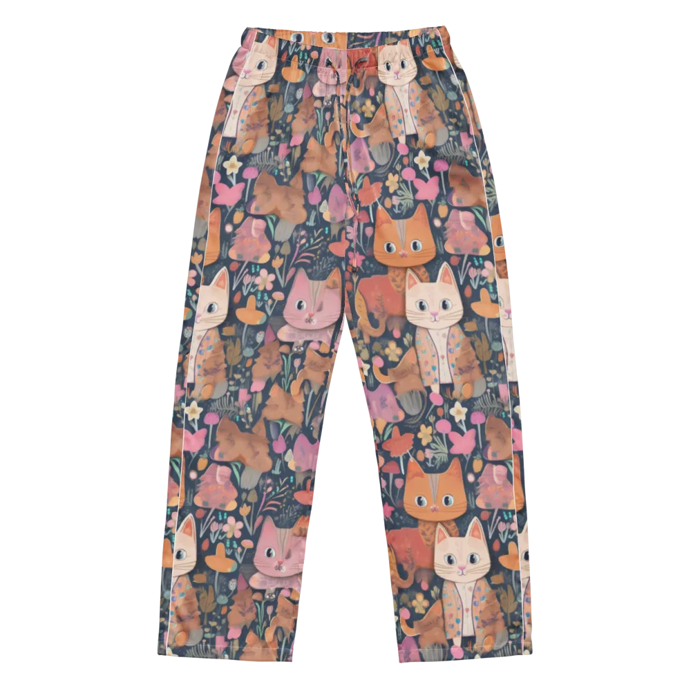 Mushroom Cat Garden on Women's Pajama Pants — Front
