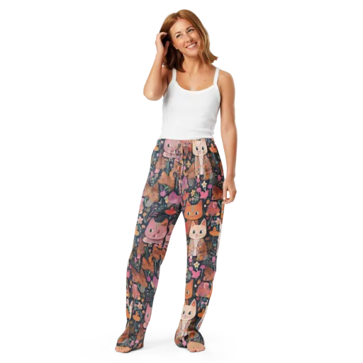 Mushroom Cat Garden on a Women's Pajama Pants
