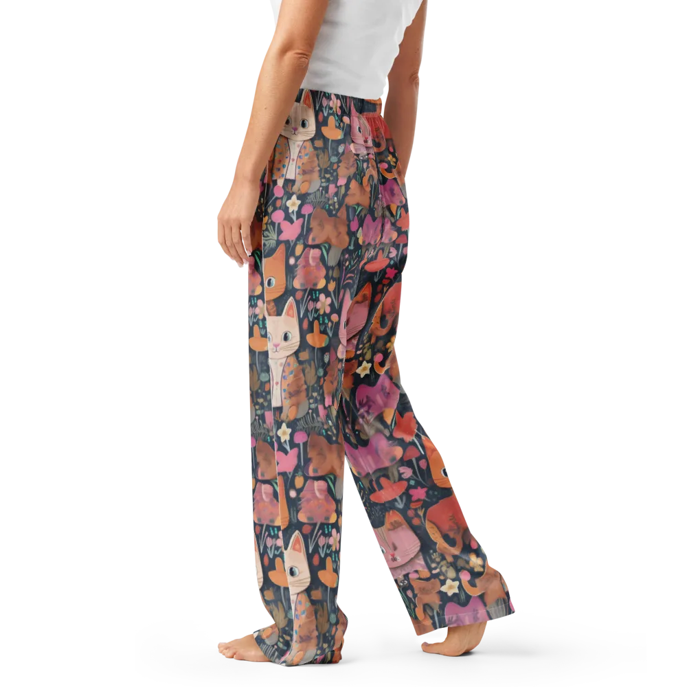 Mushroom Cat Garden on Women's Pajama Pants — Left