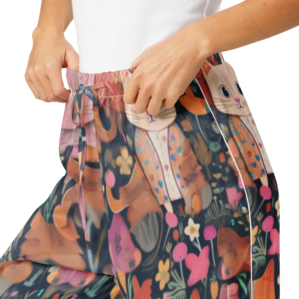 Mushroom Cat Garden on Women's Pajama Pants — Product details