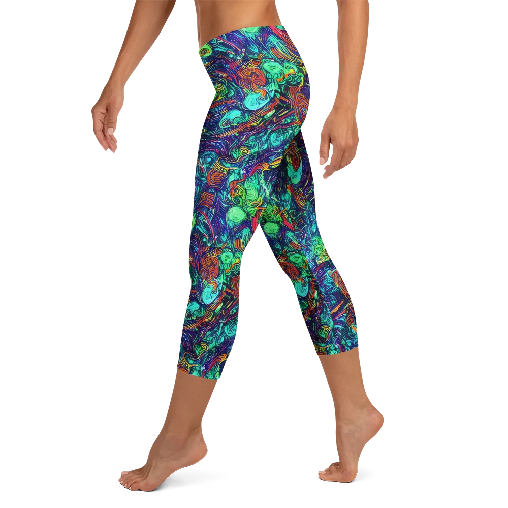 Saturated Spiral on Capri Leggings — Left