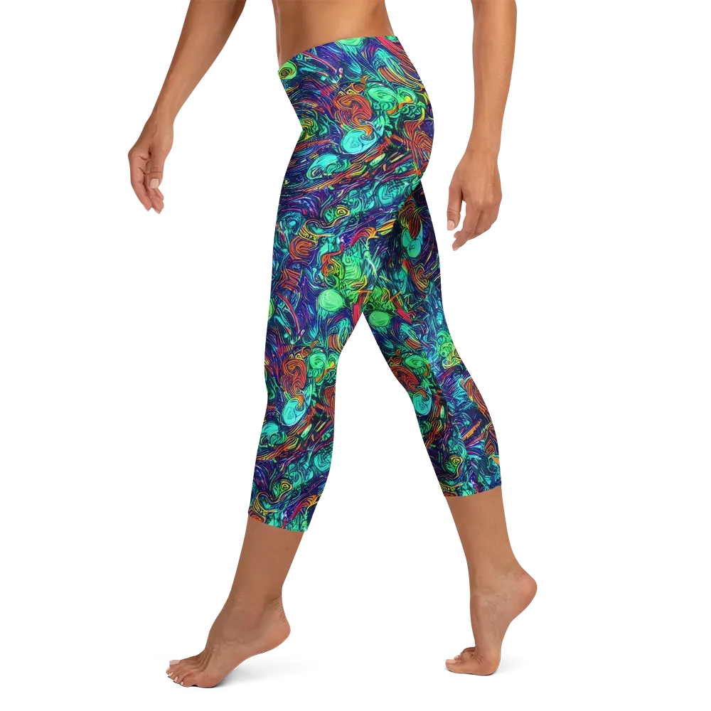Saturated Spiral on Capri Leggings — Left
