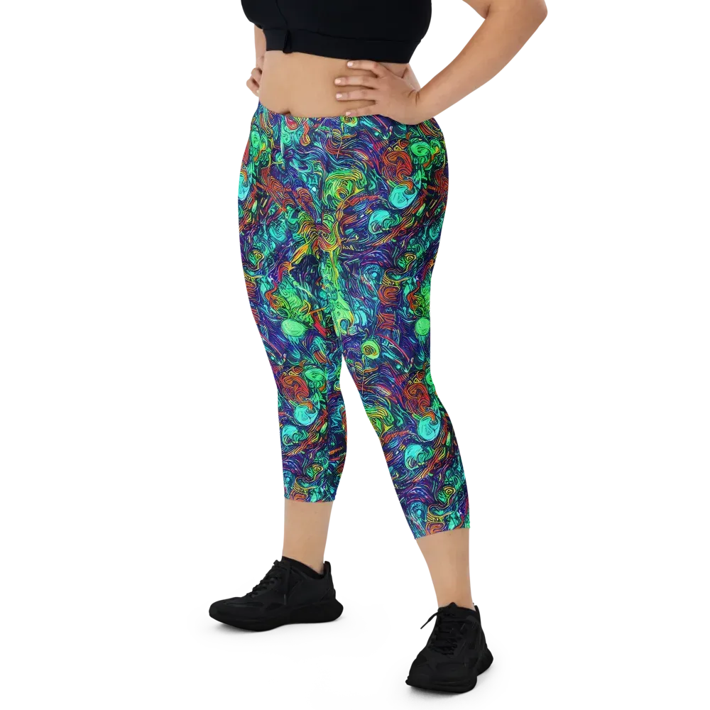 Saturated Spiral on Capri Leggings — Front
