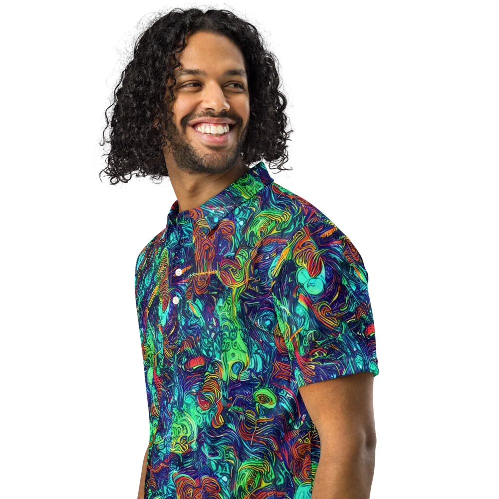 Saturated Spiral on Men's Slim Fit Polo Shirt — Left Front