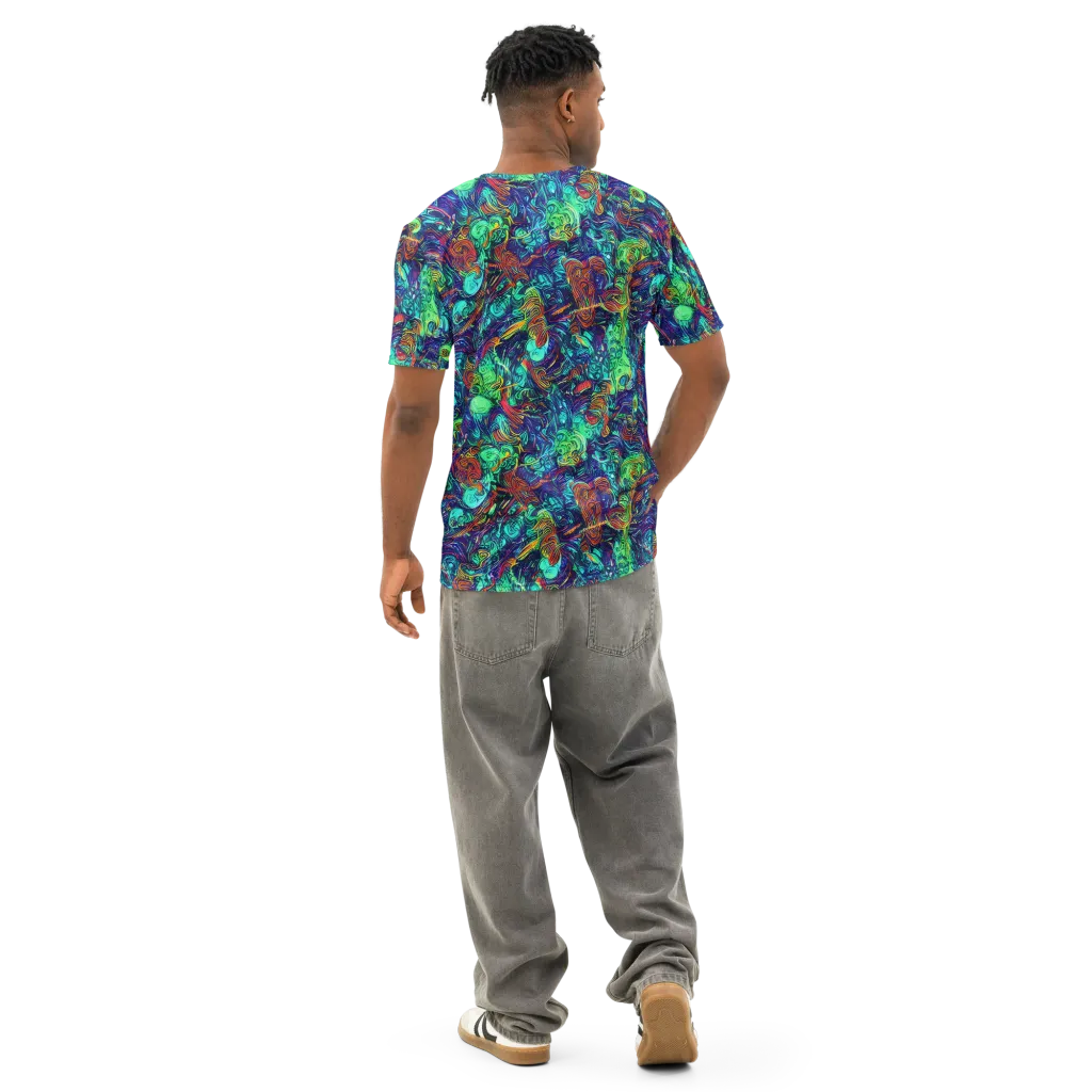 Saturated Spiral on Men's Cotton Crew Neck T-Shirt — Back