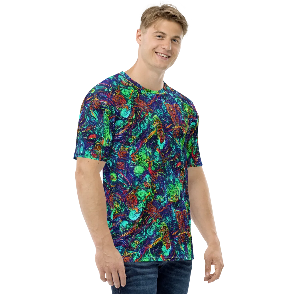 Saturated Spiral on Men's Crew Neck T-Shirt — Right