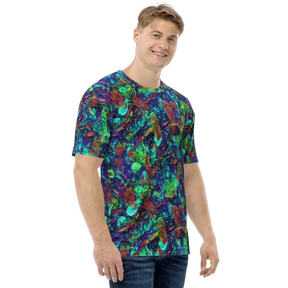 Saturated Spiral on Men's Crew Neck T-Shirt — Right